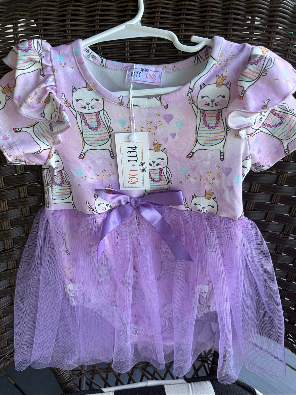 PETE LUCY Purple Tutu Cat Queen Romper Sz 18/24M